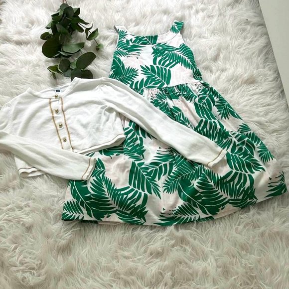 Janie & Jack Navy Tropical Palm Dress Sweater Set Size 8